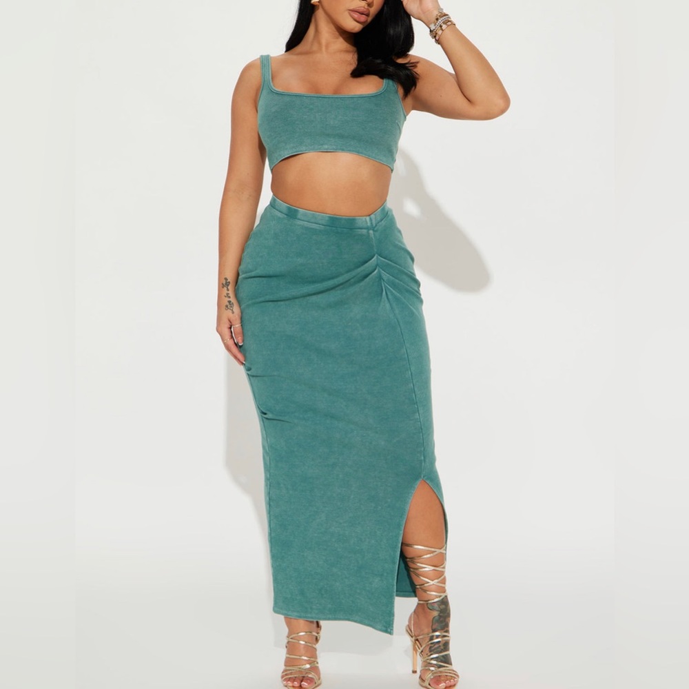 Skai Ribbed Skirt Set - Jade